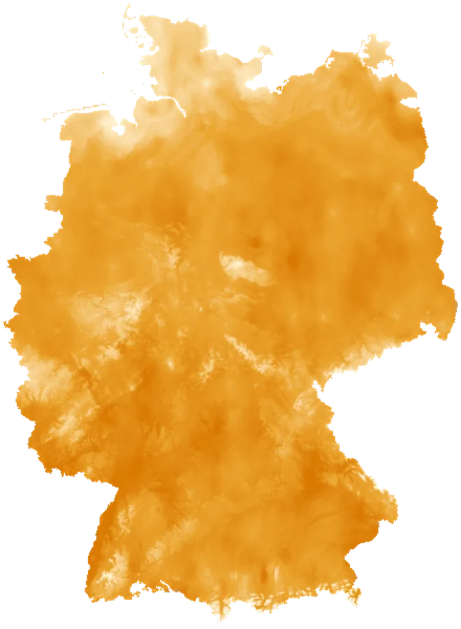 Rasterkarte der Zunahme von Sommertagen in Deutschland